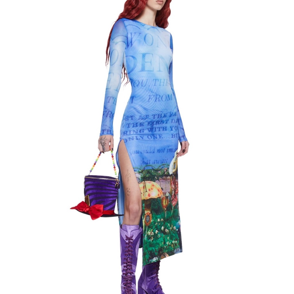 Vibrant Blue and Green Maxi Dress - Picture 2 of 2